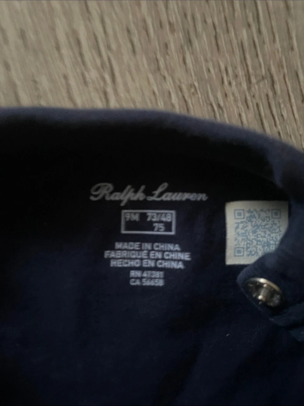 Polo by Ralph Lauren Navy Multicolor Script Logo Baby Bodysuit